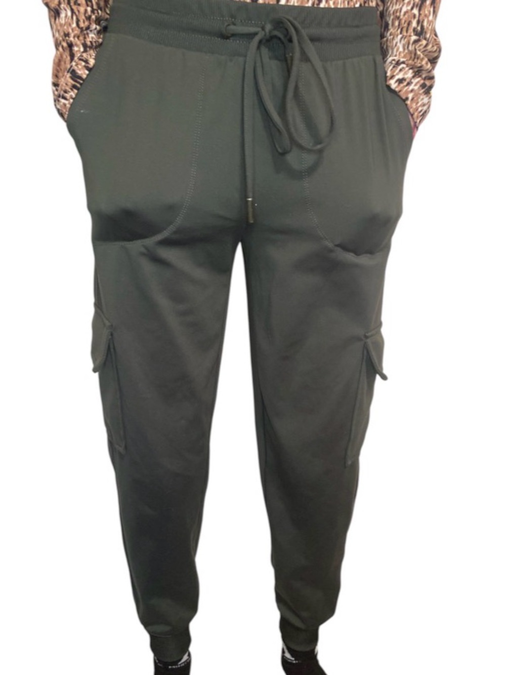 Rachel Zoe Olive Green Cargo Jogger Pants size small athleisure streetwear